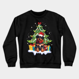 Merry Christmas Tree With Rottweiler Dog Crewneck Sweatshirt